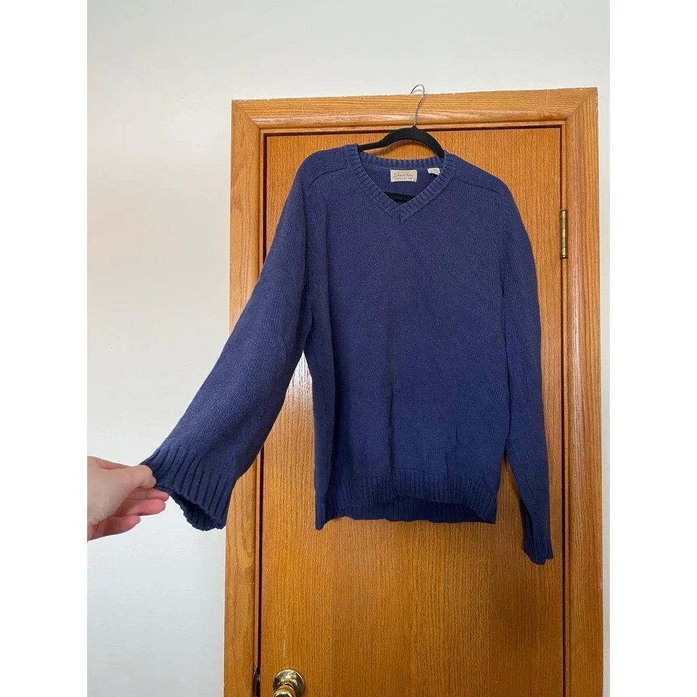 Vintage St Johns Bay 100% Cotton Knit Blue Sweater‎ Large Mens Heritage Preppy